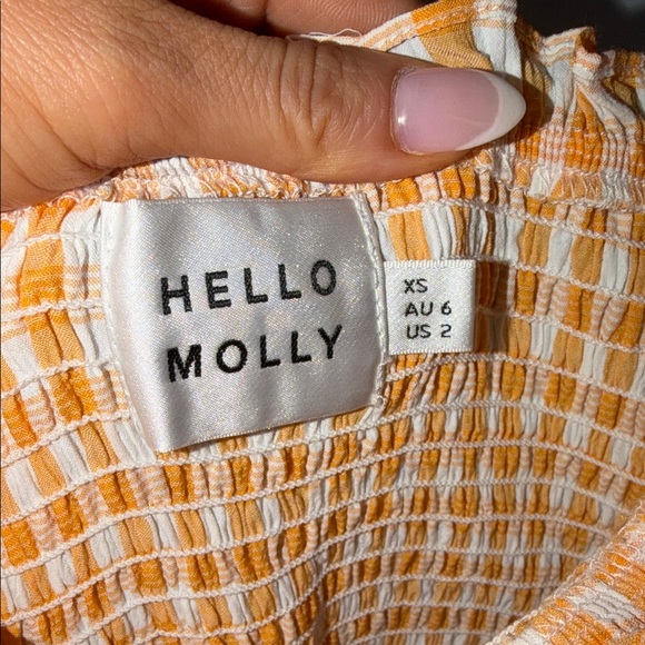 Hello Molly Gingham Long Sleeve Dress in Peach - Picture 3 of 5